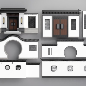 中式景墙围墙3D模型下载